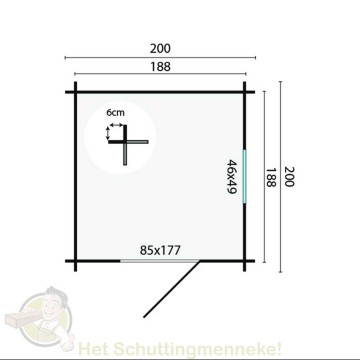 Blokhut Argo grondplan