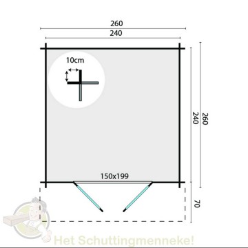 Blokhut Gitte grondplan