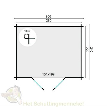 Blokhut Klair grondplan