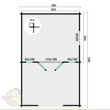 Blokhut Sanstrov Grondplan