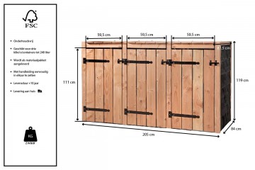 Volentehoutencontainer ombouw drie dubbel fleur87205691733505